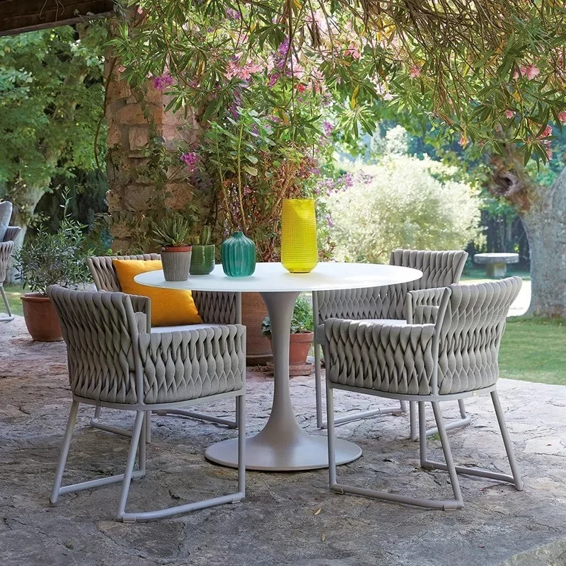 Outdoor table and chair combination, courtyard open-air leisure balcony rattan chair three-piece set, outdoor rattan
