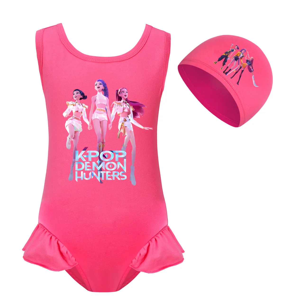 حار KPop شيطان الصيادين Huntrix ملابس الاطفال ملابس الفتيات الصيف قطعة واحدة ملابس السباحة الأطفال أكمام السباحة بيكيني مجموعات