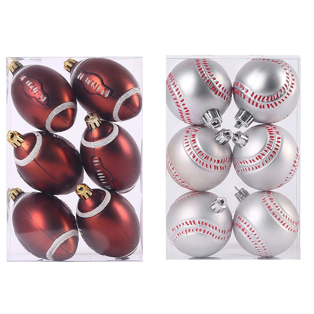 

12pcs Christmas Hanging Balls Sports Design Decorations For Tree Party Wedding Home Xmas Ornament Banister Favors