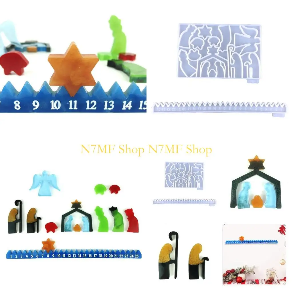 

N7MF 2Pcs Christmas Advent Calendar Silicone Mold Christmas Resin Mold Ornaments Mold