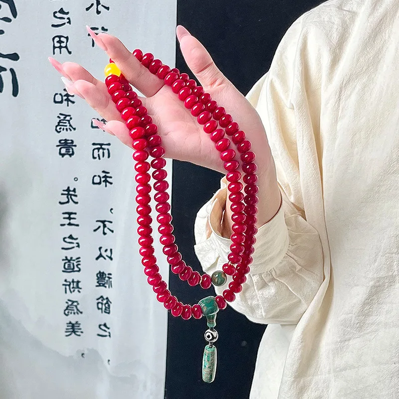 Red Bodhi , 108 Beads, Set, Buddhist Prayer Bracelet,