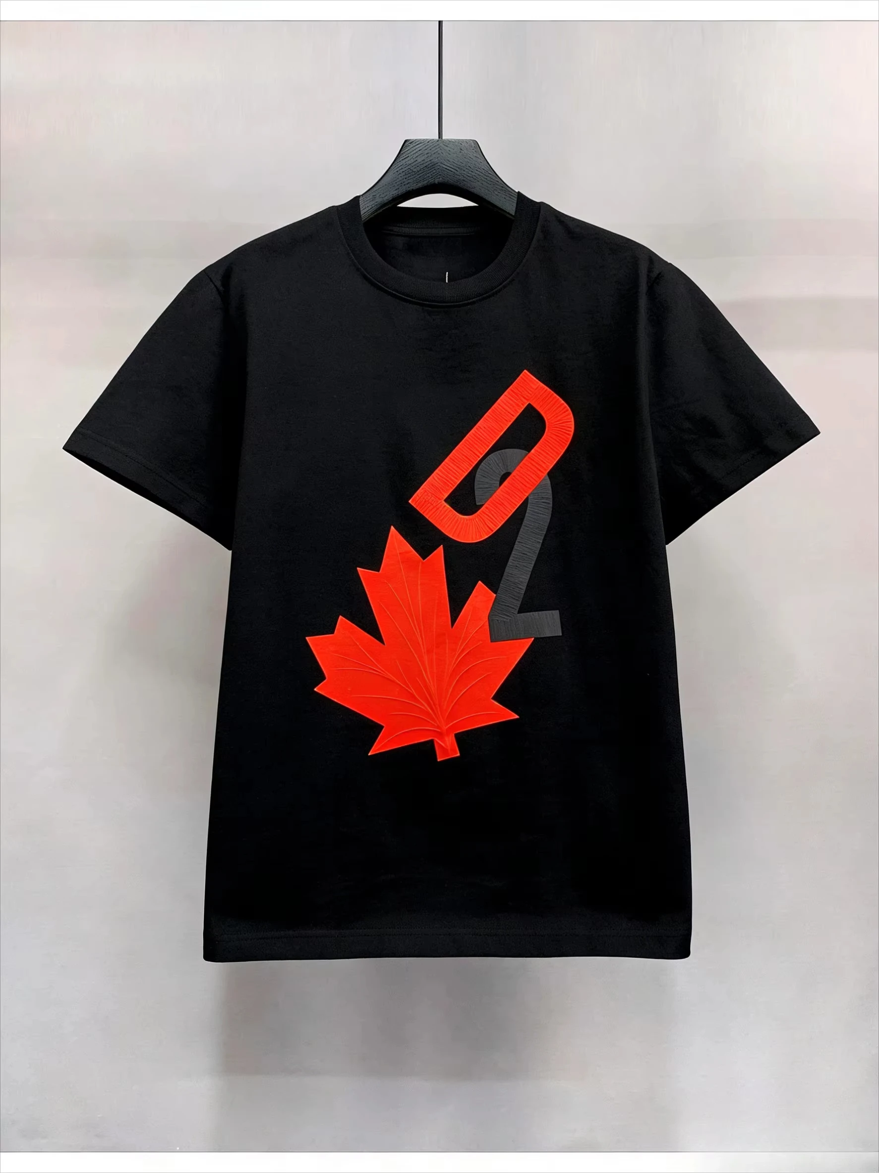 

Мужская футболка с принтом логотипа Maple Leaf, с короткими рукавами и круглым вырезом, весенне-осенний топ из чистого хлопка для мужчин и женщин