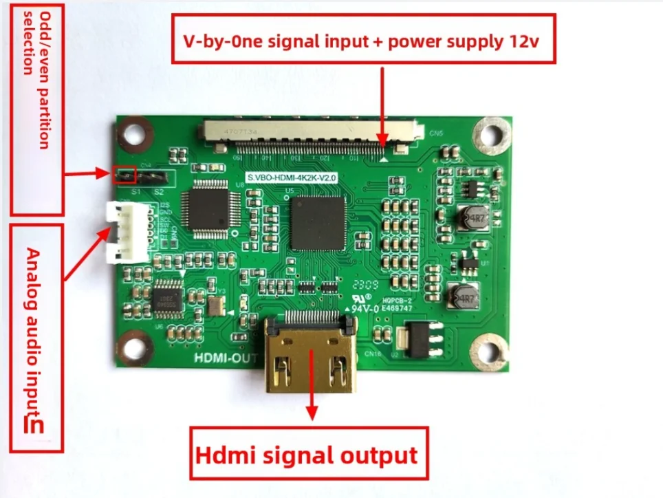 V-by-One to HDMI adapter board VB1/VBO to HDMI output supports single/dual split drive 4K/1080p
