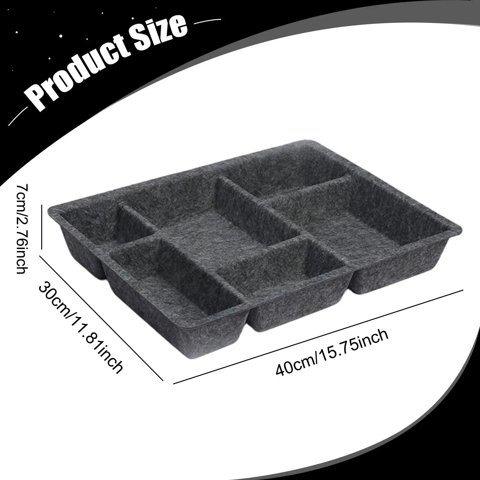 Felt Drawer Organizer Tray Separator Container 6 Compartments for Vanity Shelf Office