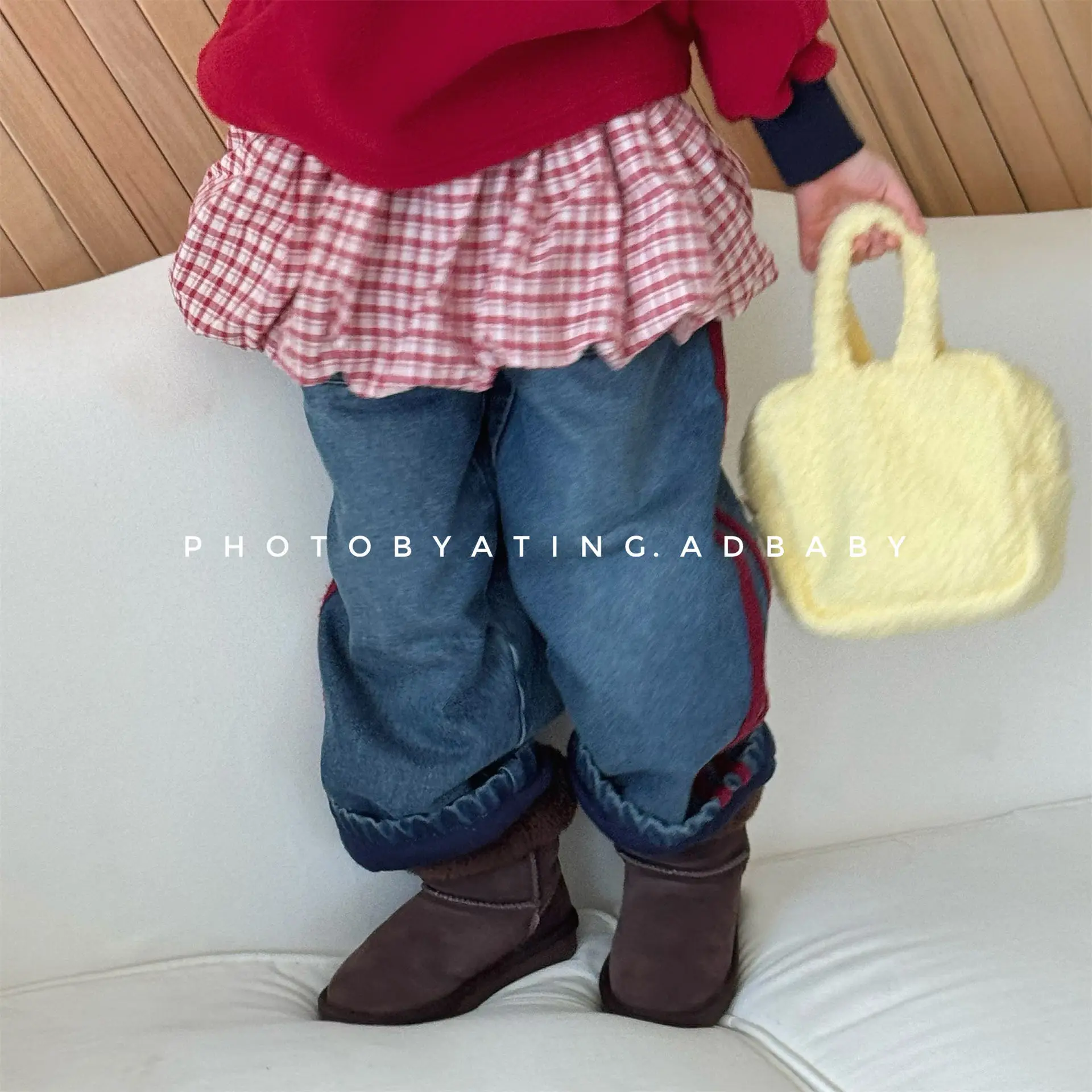 

2025 Winter New Children Striped Casual Pants Plus Velvet Thick Boys Girls Warm Jeans Kids Fleece Denim Trousers Baby Clothes