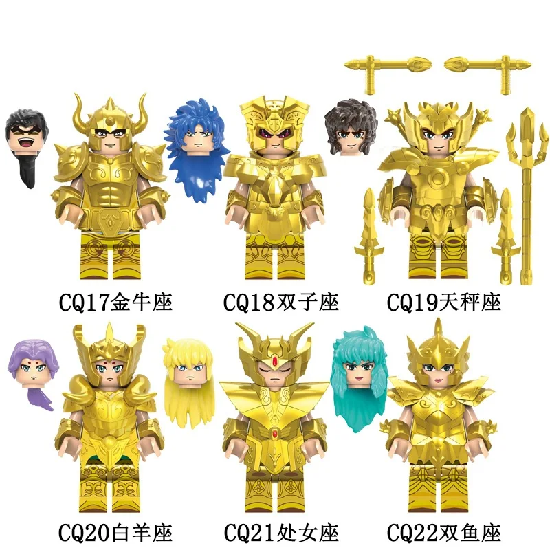 6/12Pcs/Set Anime Saint Seiya Building Blocks Athena Shiryu Ikki Golden Warrior Figures Bricks Cartoon Toys For Children Gifts