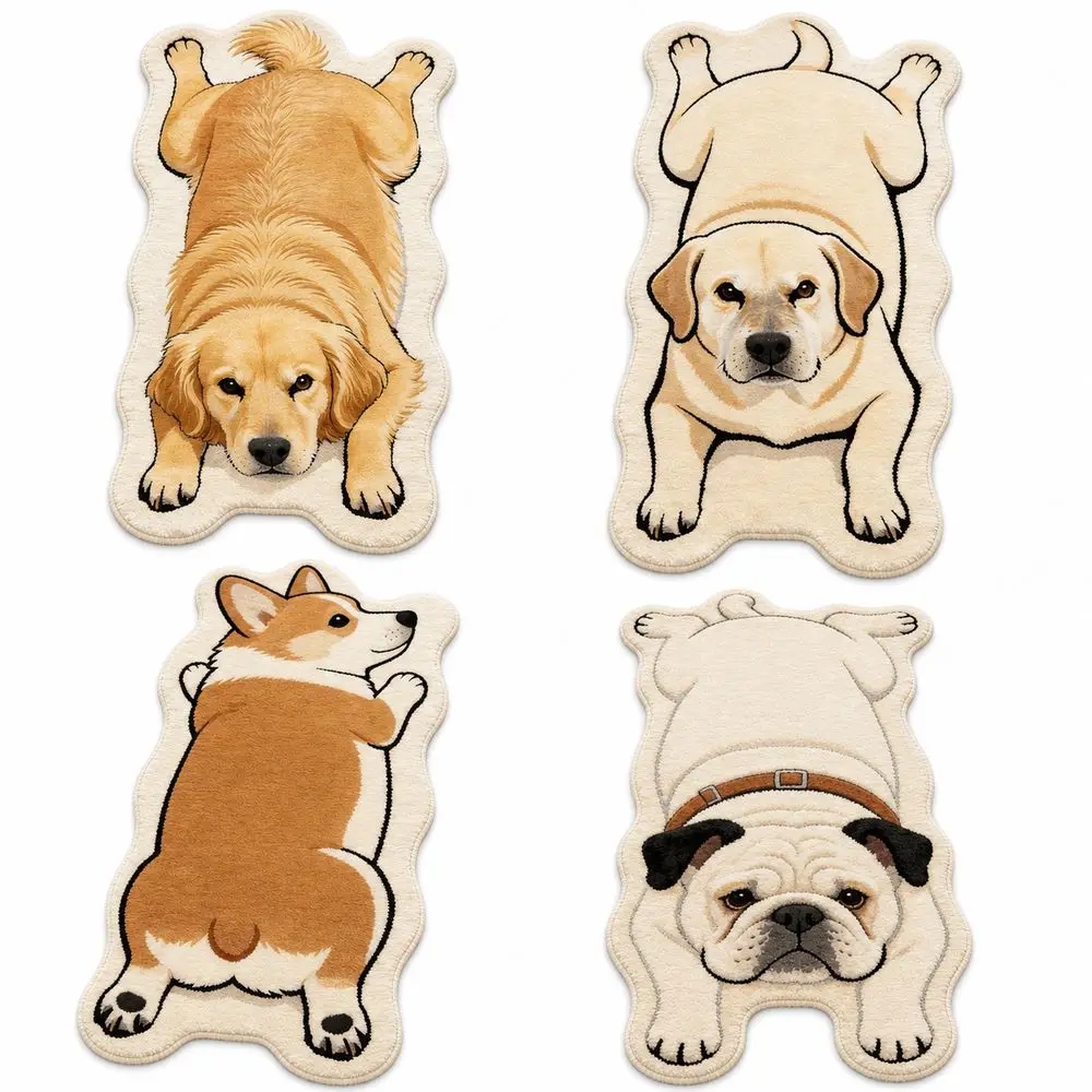 Special-shaped Puppy Print Rug Decorative Carpet Pet Theme Rug Animal Floor Mat Soft Puppy Print Entryway Mat