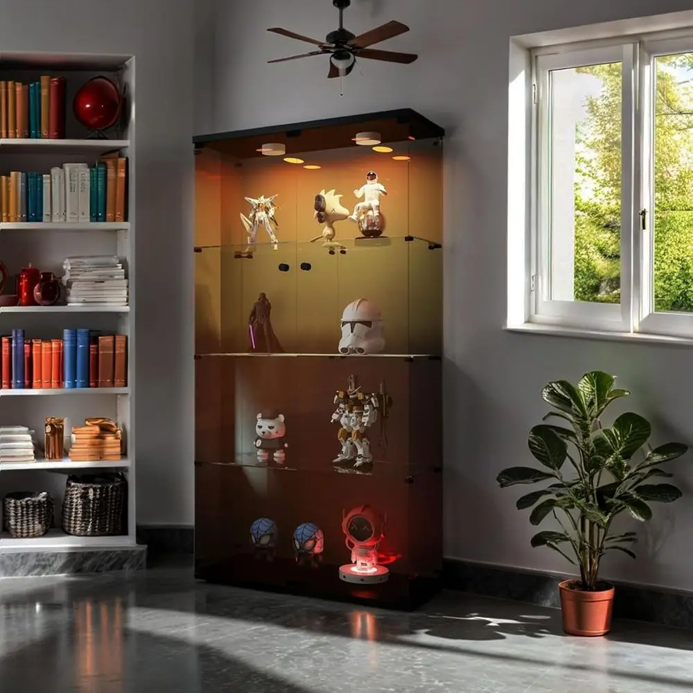 

LED-Illuminated Lockable Glass Display Cabinet for Collectibles and Curios