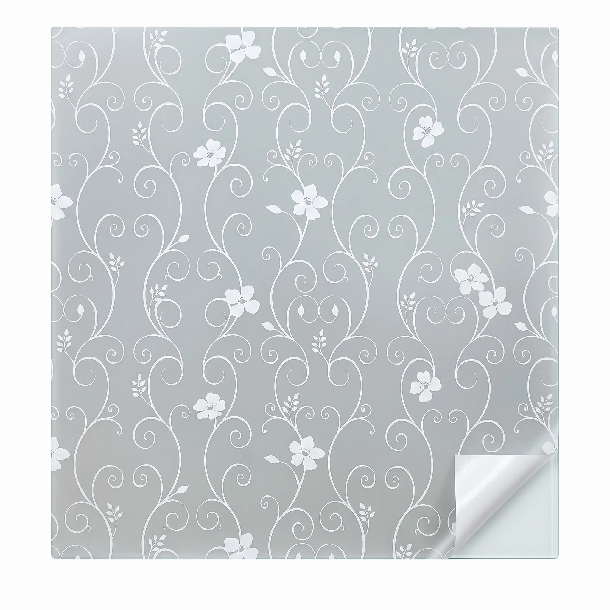 Floral Vine Self-Adhesive Window Film Frosted Anti-Peeping Privacy Glass Decorative Flower Pattern for Home Decor