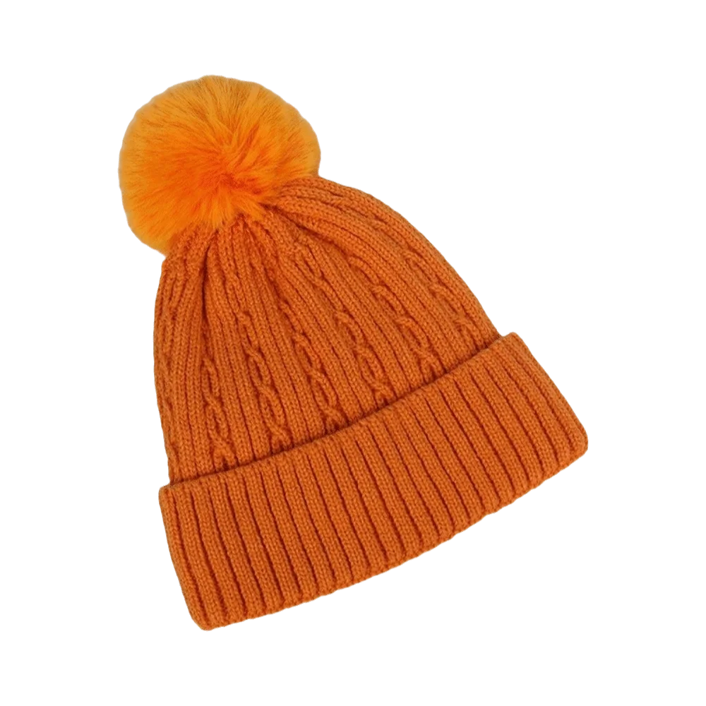 Fashion Winter Warm Pullover Cap Earmuffs Solid Color Knitted Hat All-match with Fluffy Ball Beanies Cap for Male Female