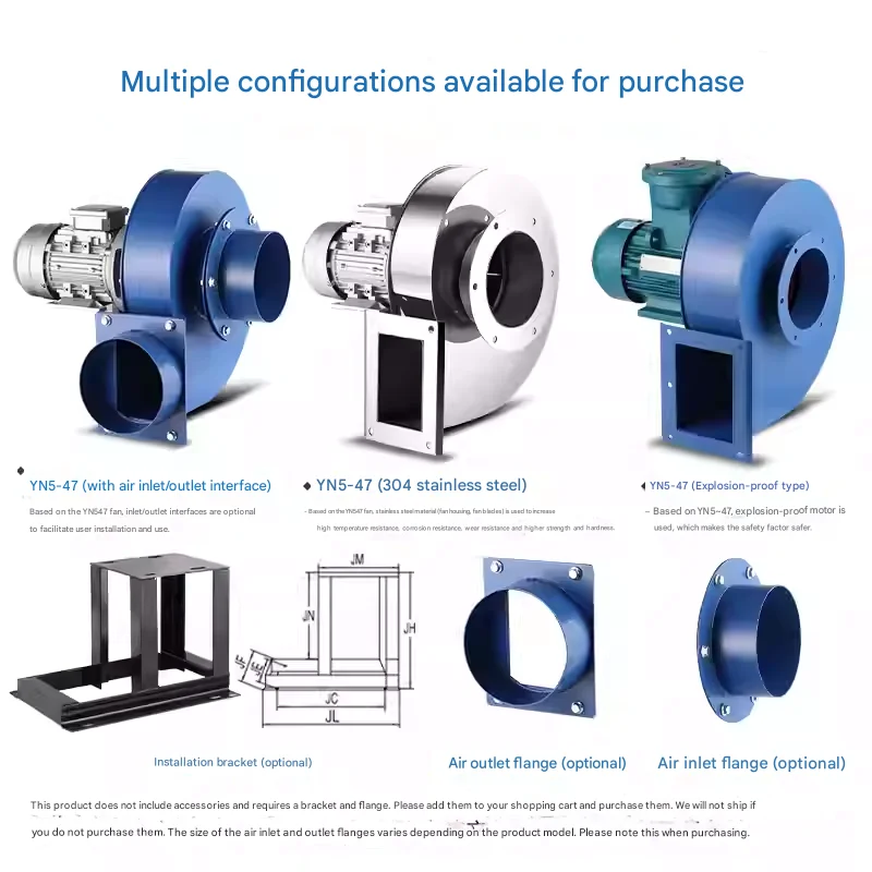 منفاخ طرد مركزي صناعي يعمل بالتيار المتردد عالي الكفاءة، مروحة مسودة منخفضة الضوضاء للغلاية المقاومة لدرجات الحرارة العالية مدعومة ODM #5