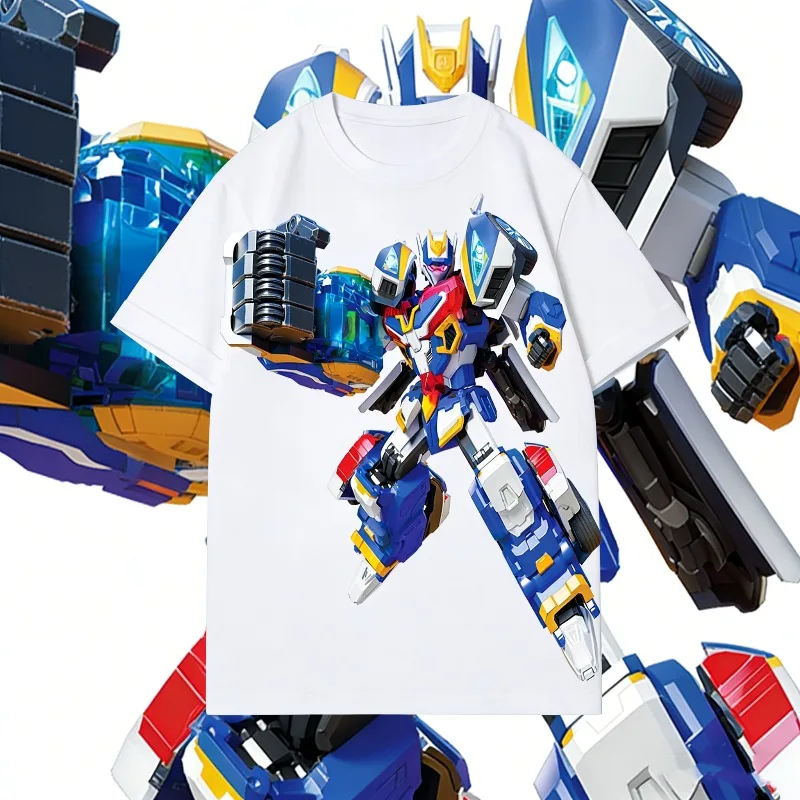

2025-26 Summer Transformers Graphic 100% Cotton Printed T-shirt for Men Hasbro Brand Children and Unisex Breathable Loose Casual
