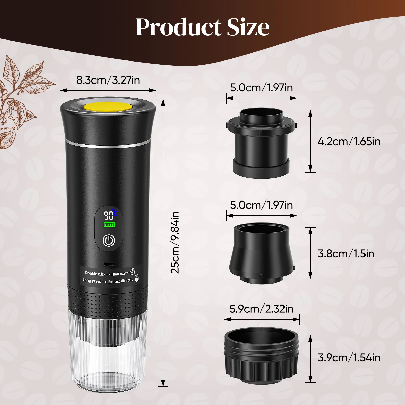 Cafetera Eléctrica Portátil Inalámbrica para Auto y Hogar, Cafetera 3 en 1 para Cápsulas y Café Molido, Cafetera de Viaje