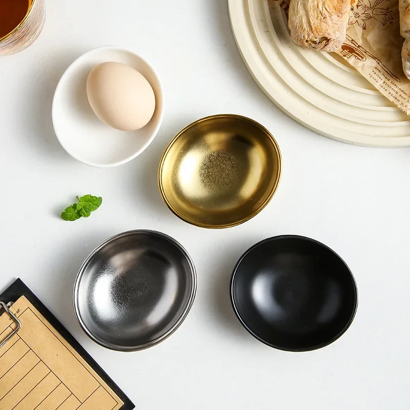 

4Pcs ingot bowl egg-shaped ceramic food plate soy sauce vinegar taste small vegetable plate hot pot dipped in water seasoning