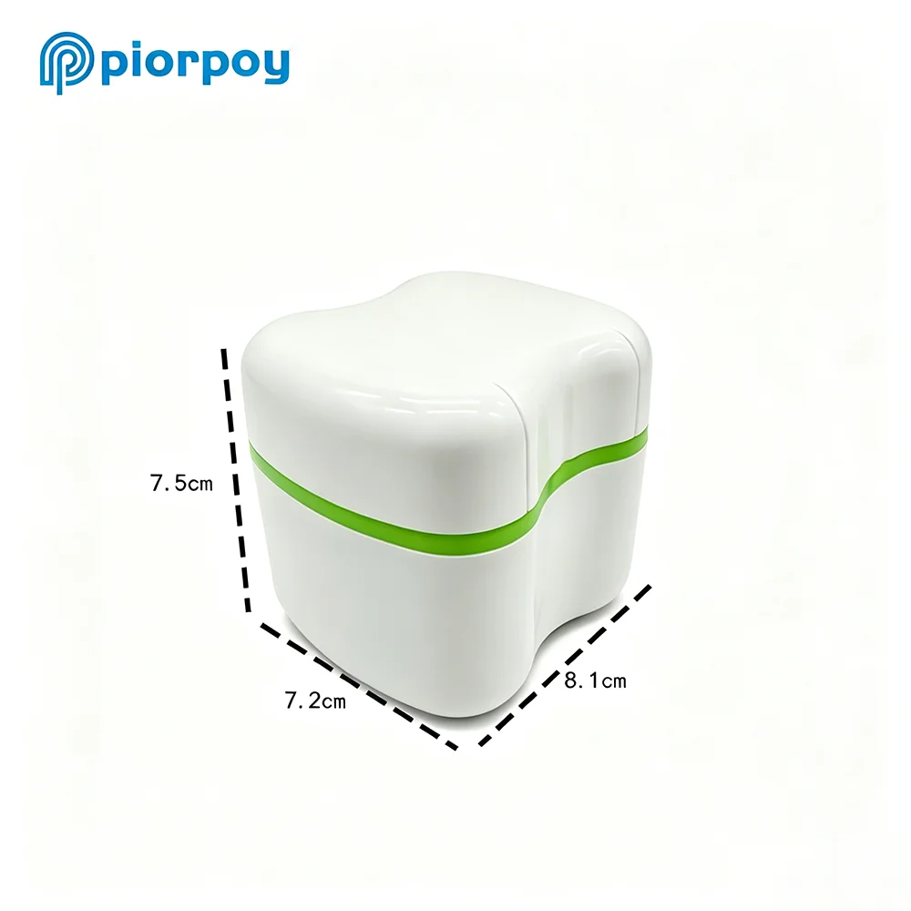 PIORPOY Dental Teeth Double-layer Filter Storage Box Full Denture Cleaning Storage Box Portable Travel Storage Box Cleaning Tool