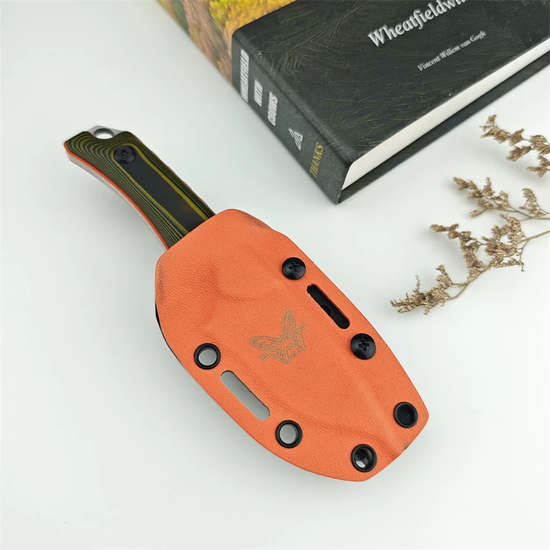 BM15017 with K sheath, outdoor hunting and meat cutting 8Cr13MoV blade camping dual color G10 handle fixed knife