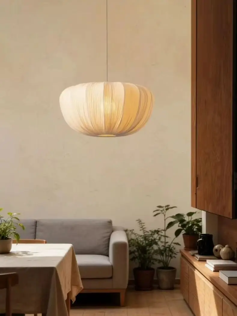 Fabric Pleated Pendant Light, Nordic Style Hanging Ceiling Lamp for Living Room Bedroom Dining Room Kitchen Home Decor