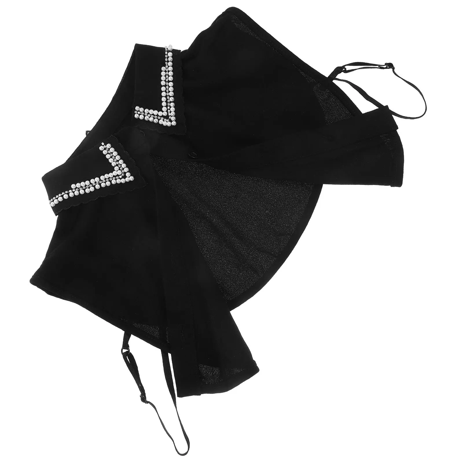 

1 Piece Fake Collar Women Fashion Rhinestone Pearl Decor Detachable False Collar Elegant Blouse Shirt Trim for Party Daily Use