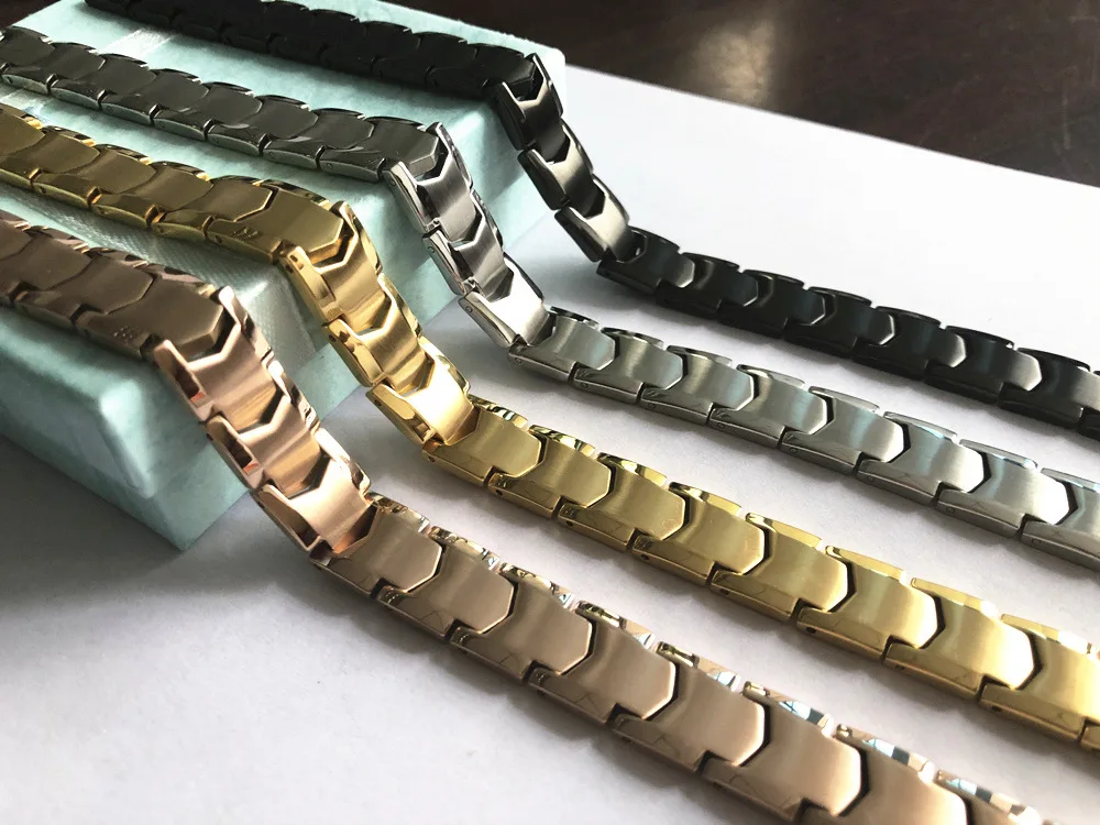 4 color Black Magnetic Bracelet Men Stainless Steel Energy Germanium Magnet Health Bracelets Men Hand Chain Bracelets for Women