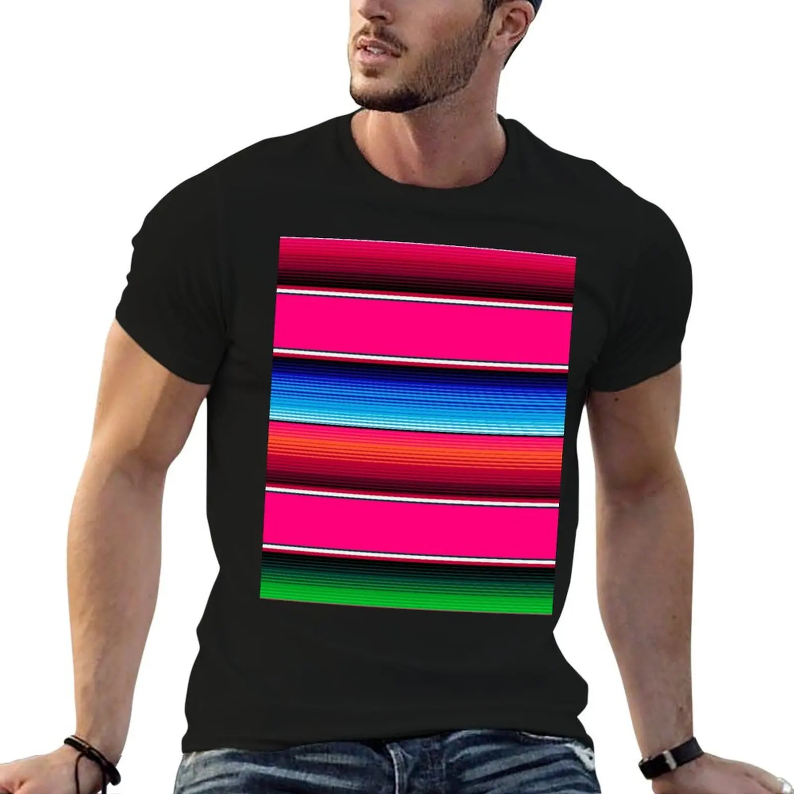 

Traditional Mexican Serape in Magenta T-Shirt sports fans blue archive luxury clothes men