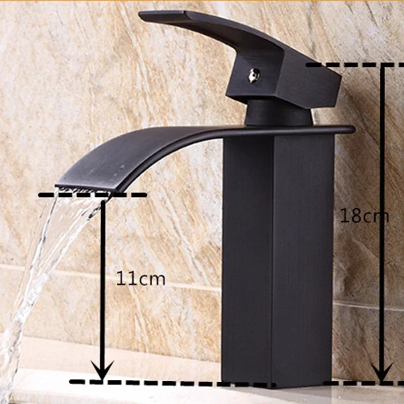 Waterfall Basin Faucet Modern Black Faucet Bathroom Cold and Hot Water Chrome Tap Deck Mounted Mixer Tap torneiras do banheiro
