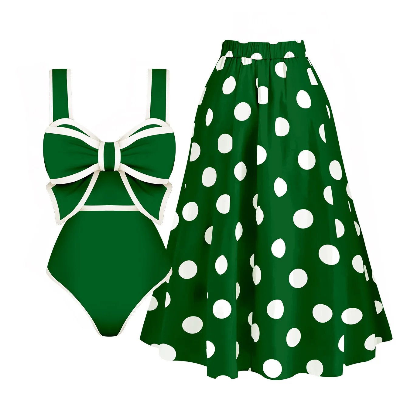

2024 New Sexy Knot f Skirt Two-Piece Swimsuit Women's One-Piece Swimwear Fixed Chest Pad Surfing Suit Pure Color