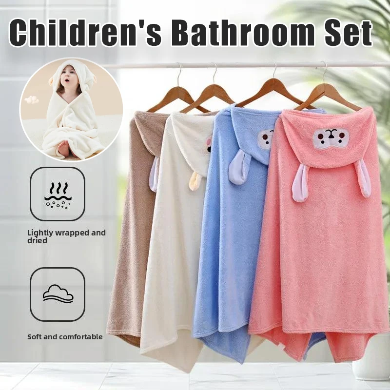 

Детское банное полотенце из кораллового флиса с капюшоном, супер впитывающее быстросохнущее мягкое полотенце-накидка с героями мультфильмов для маленьких детей, ванная комната
