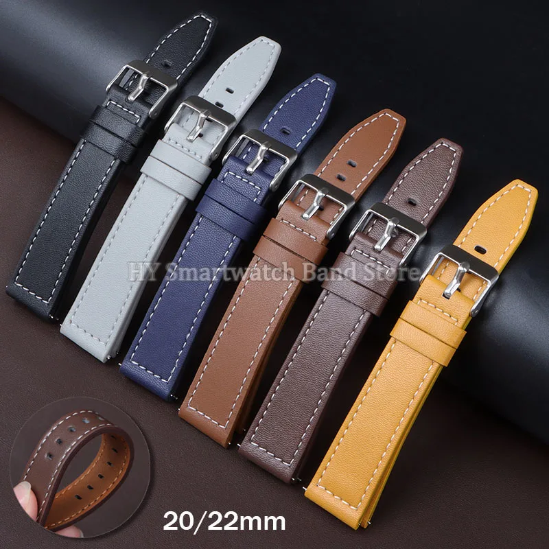 20mm 22mm Leather Watch Band for Huawei Watch GT2/3 42/46mm Bracelet for Seiko for Rolex Replacement Wrist Band Belt Accessories