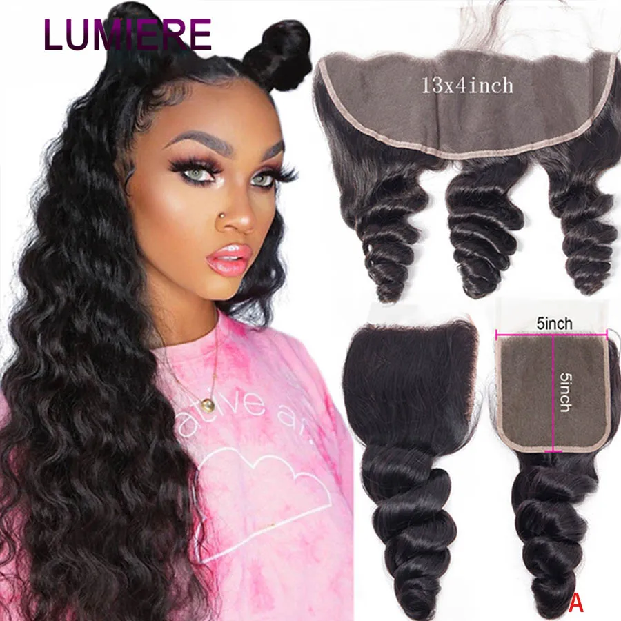 

Натуральные бразильские волосы Loose Deep Wave 13X4 HD Lace Frontal, предварительно выщипанные, с прозрачным HD-кружевом 4x4, 5x5, HD-заколки 2x6, класс 20A