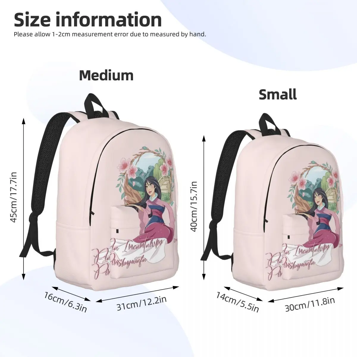 Custom Fashion Mulan Cartoon Canvas Backpacks Men Women Basic Bookbag for School College Bags