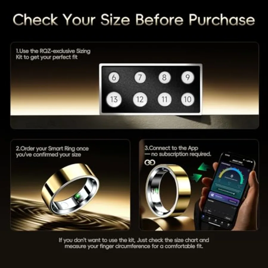 Smart Ring Fitness Tracker for Men Women, Sleep and Heart Rate Monitor, Step Counter with Vibration Alert, 5 ATM Waterproof, Co
