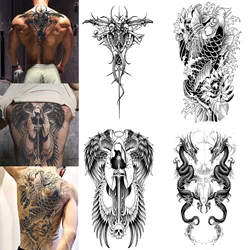 4 Sheets Judgment Angel Combo Full Back Tattoo Sticker,realistic, Long-lasting Waterproof for 1-2 weeks, Fake Tattoo