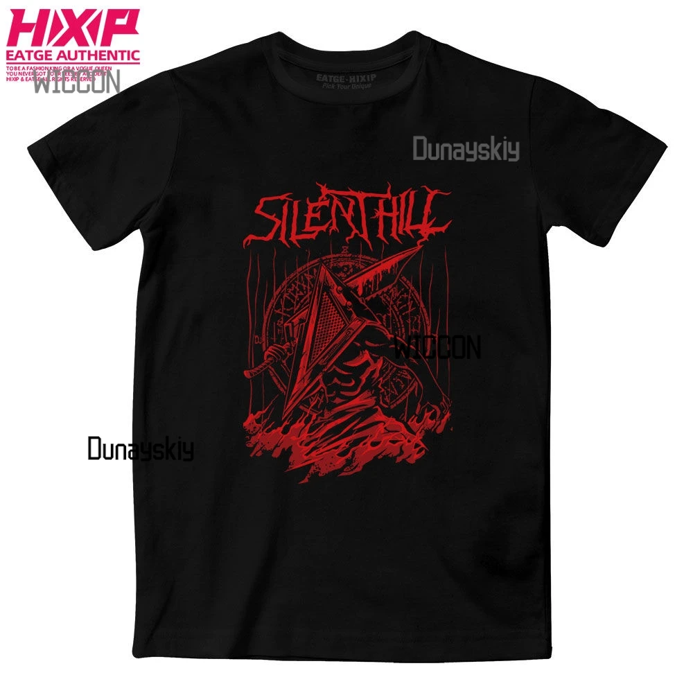 Gamw الصامتة تأثيري التلال مثلث رئيس تي شيرت لعبة الرعب الكلاسيكية سايلنت هيل الأسود تي شيرت مطبوع تأثيري هالوين الصيف