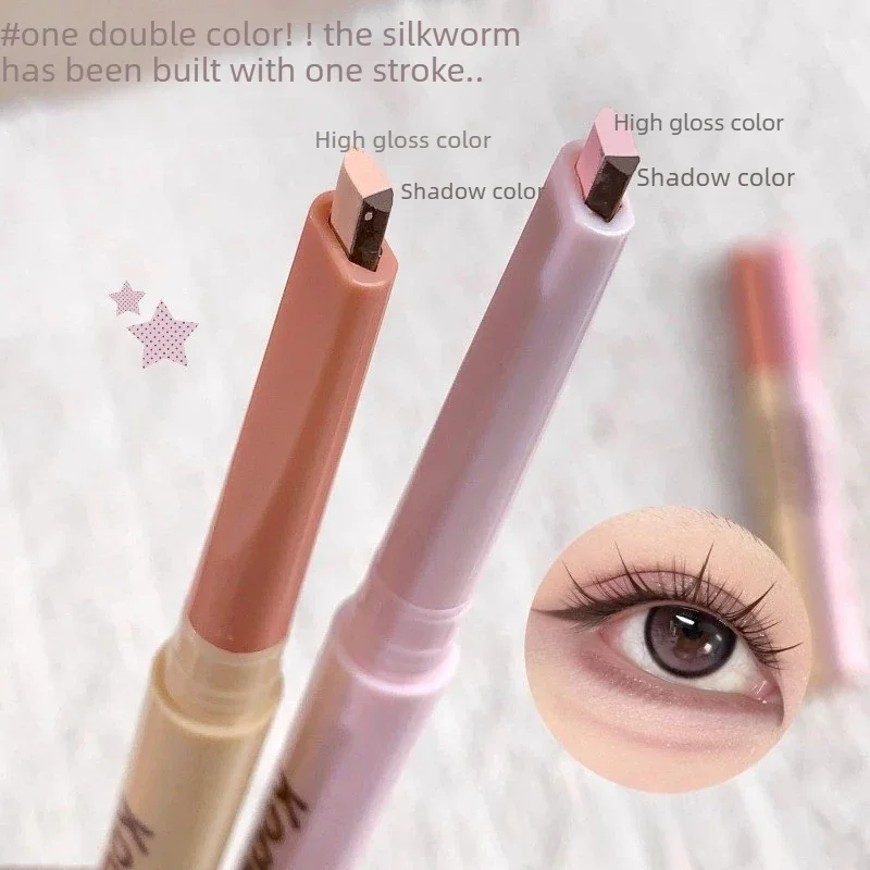 2-in-1 Dual-Tone Under-Eye Matte Highlighting Shadow Pencil Beige Brown Brightening Cream Lying Silkworm Eyeliner Shadow Stick
