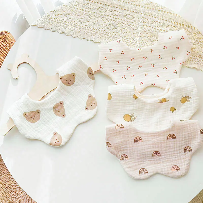 3PCS Cotton Gauze Baby Feeding Bibs Summer Soft Petal Infants Print Saliva Towel Newborn Toddler Burp Cloth Kids Bib