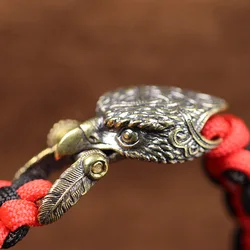 Testa d'aquila Fibbia in ottone EDC Outdoor Tessuto fai da te Paracord Braccialetti di sopravvivenza Forniture Accessori Retro Ombrello Corda Cordino Perline