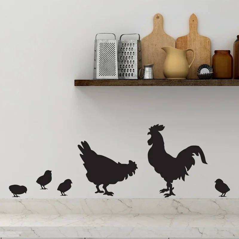 Rooster Chicken Baby Chicks Family Wall Decal Kitchen Wall Sticker Vinyl Home Decor Farmhouse Wallpaper Removable Murals A965