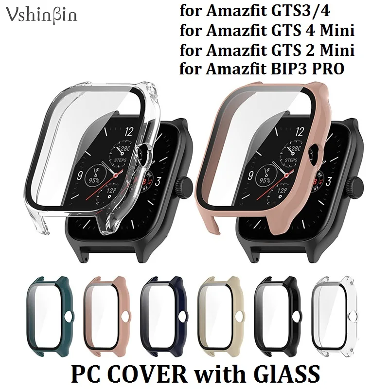 30PCS PC Cover for Amazfit GTS4 GTS3 GTS2 Mini BIP3 Pro Smart Watch Hard Bumper Tempered Glass Screen Protector Case