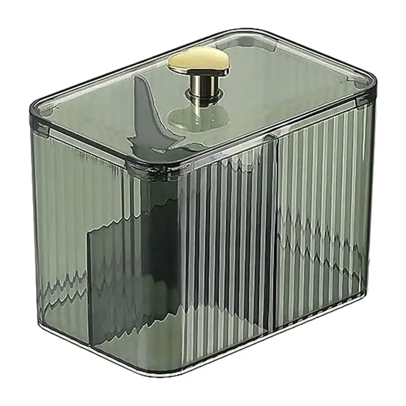 AT21-Cotton Swabs Dispenser 3 Grids Cotton Swabs Holder With Clear Lid Cosmetic Simple Type Cotton Pad Holder Storage Box Durabl