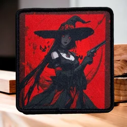 Tactical Witch Morale Badge Black and Red Armband Military Army Cloth Patches Hook and Loop Backpack Hat Accessories Stickers