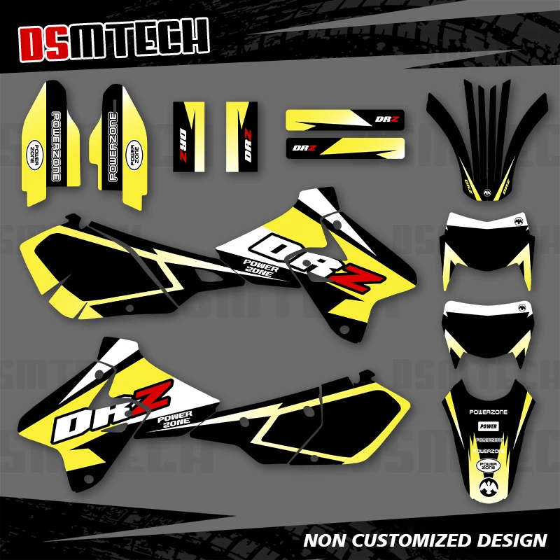 

DSMTECH для SUZUKI DRZ400 SM S E DRZ 400 SM S E 2000-2020 полная графика наклейки мотоциклетный фон индивидуальный номер 004