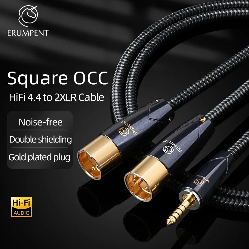 

ERUMPENT 4.4 to 3Pin XLR Upgrade Cable for Mp3 DAC AMP 4.4mm to 2XLR Balanced Female Male Audio Adapter Cable​