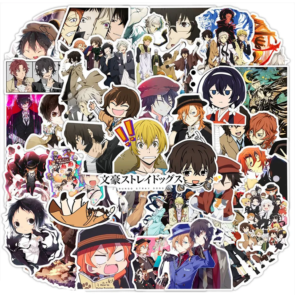 64 Autocollants Bungo Stray Dogs – Dazai Et Personnages, Vinyle Imperméable, Pour Ordinateur, Skateboard, Scrapbooking