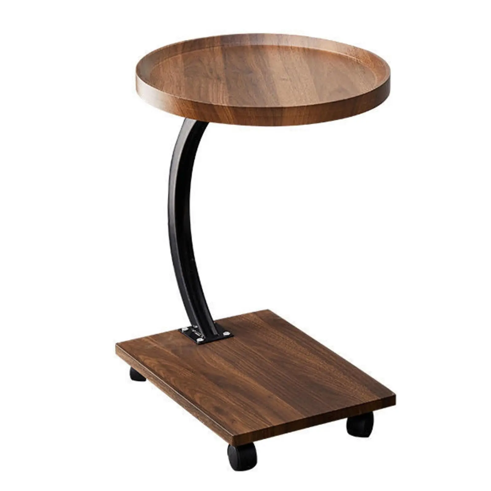 

！@Combohome Sofa Side Table Movable Balcony Coffee Table with Wheels, C End Table for Living Room