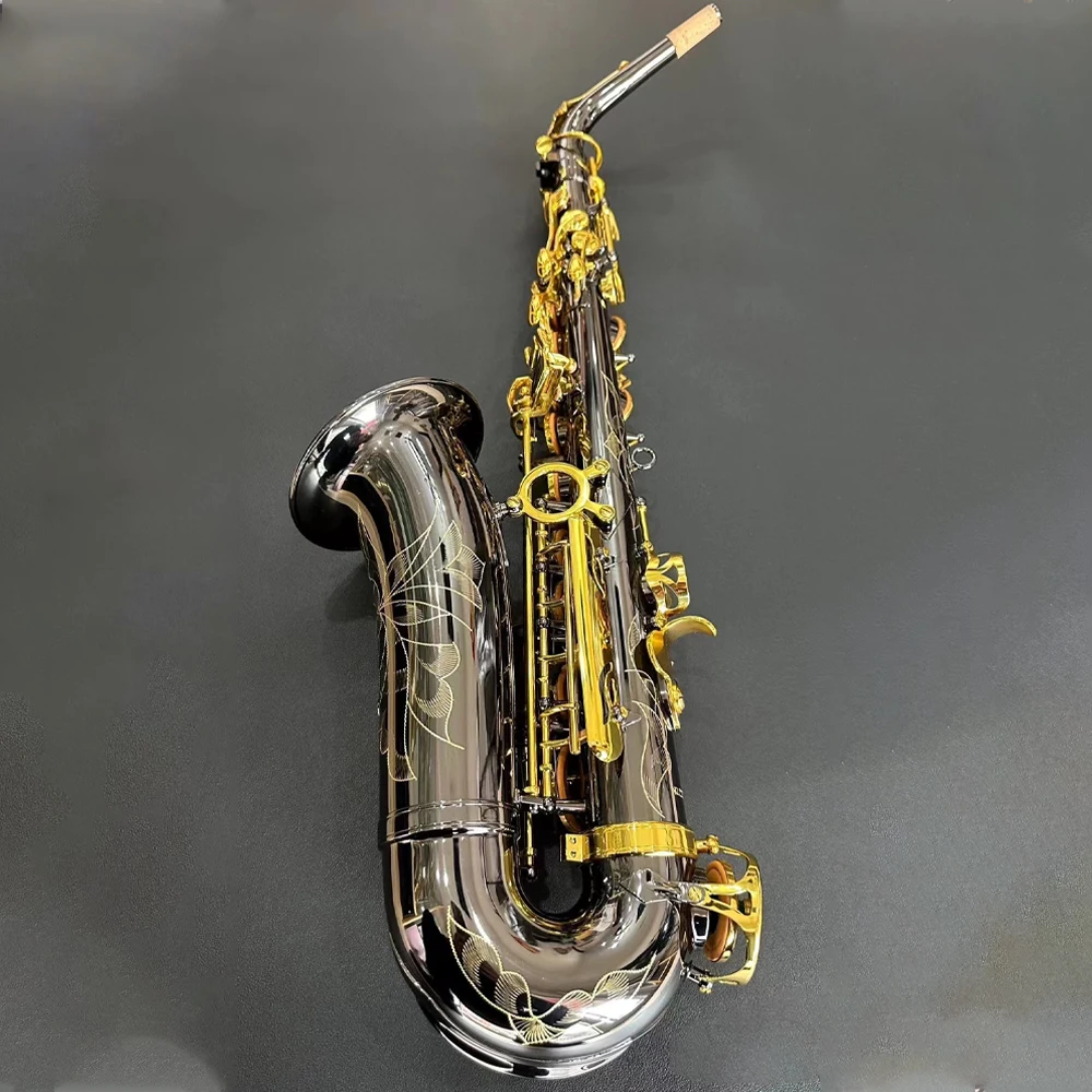 High quality Mas-706 Alto Saxophone E-flat Black Nickel Gold Exquisite Carved Eb instrumentos musicales With Accessories