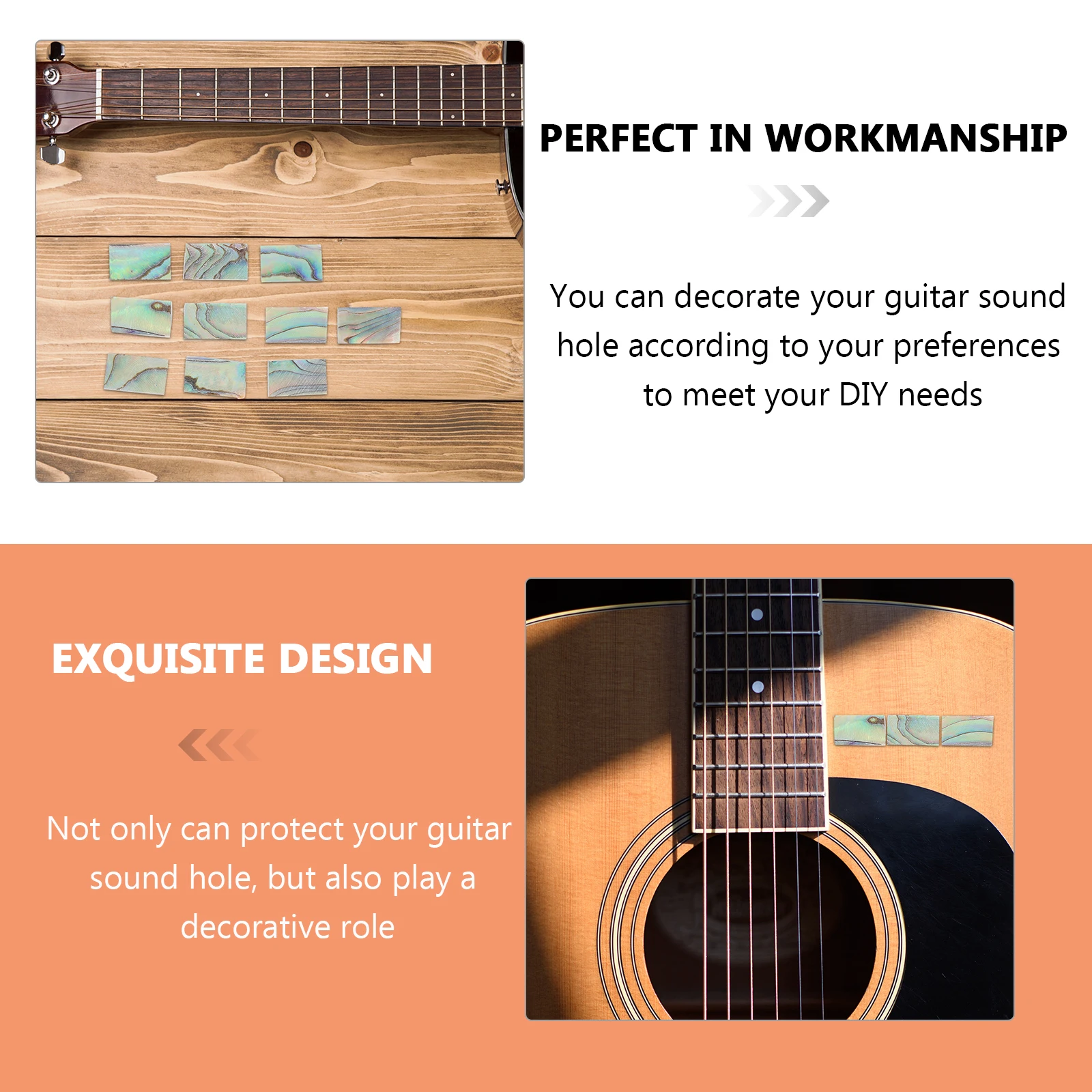 

10 Pcs Abalone Shell Inlay Strips Decoration for Guitars DIY Mouth Wheel Sticker Sound Hole