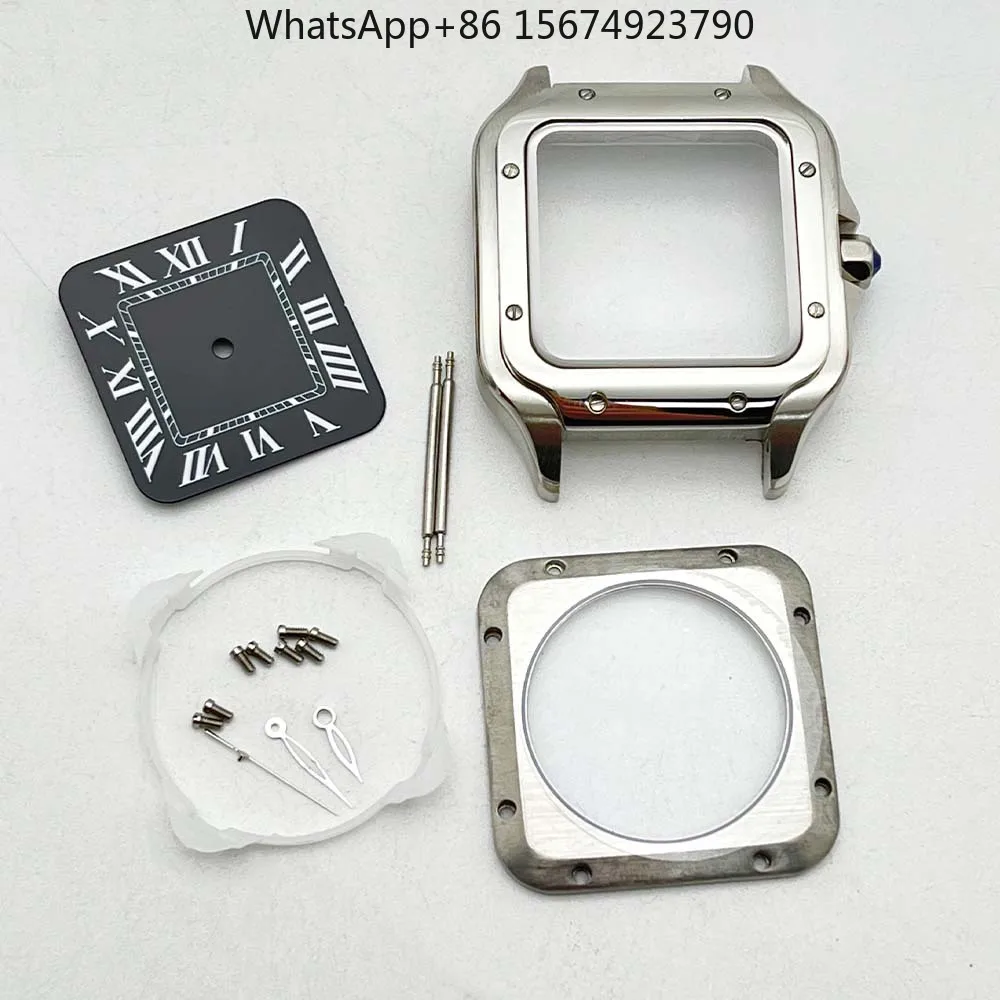 38MM square NH35 case, modified watch accessories, waterproof mechanical men's stainless steel watch case NH36