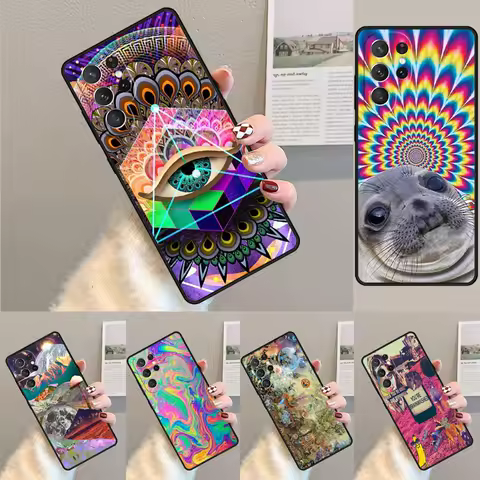 Cover For Samsung Galaxy S24 Ultra S21 S22 S9 S10E Note 10 20 Plus FE S23 Hippie Trippy Psychedelic Message Abstract Phone case