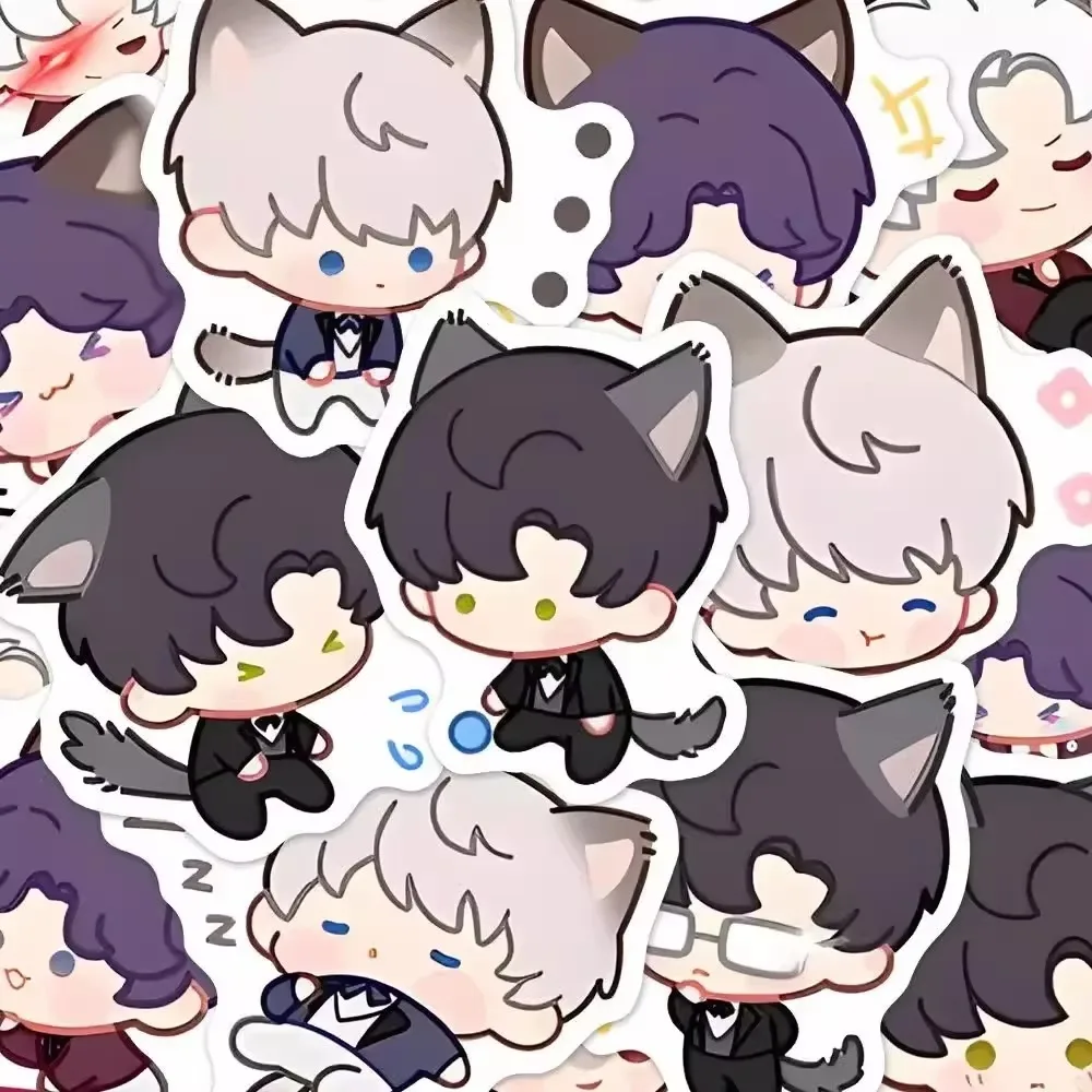 52 قطعة من ملصقات شخصيات الرسوم المتحركة Love and Deepspace Cat Tail Series ملصقات مقاومة للماء يمكنك صنعها بنفسك لأمتعة الكمبيوتر المحمول على الجليد