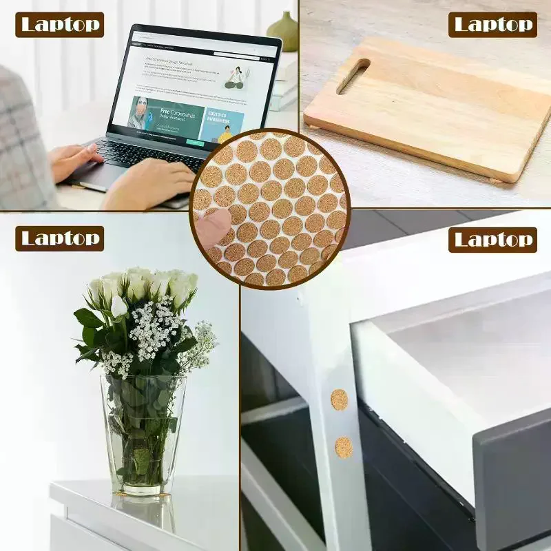 1000Pcs/Roll Anti Slip Cork Pads Adhesive Cork Rounds For Plant Pot Coasters Cabinet Bumpers Floor Protector